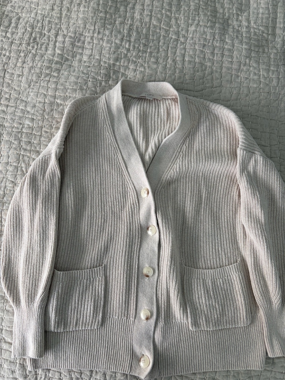 LOFT Ribbed Button Cardigan - Picture 4 of 5